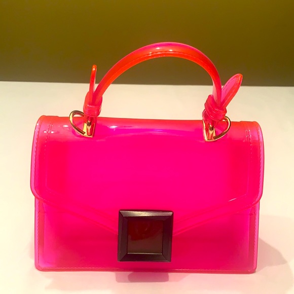 Modern soul jelly bag,pink shoulder bag with gross finish and structured shape. - Picture 6 of 6